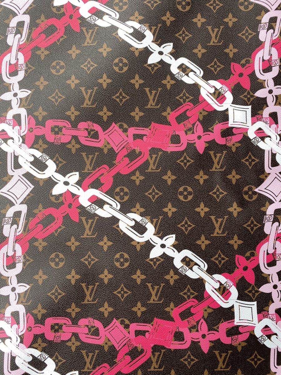 Louis Vuitton Faux Leather Chain Designer Vinyl for Handmade Custom Clothing Sewing Upholstery - mingfabricstore