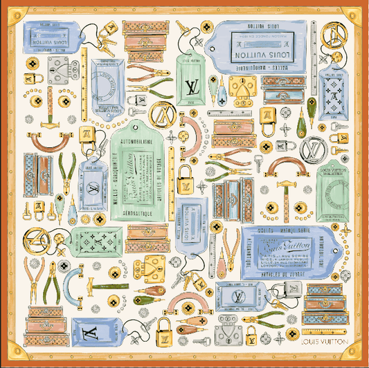 Louis Vuitton - Inspired Tool & Hardware Print Silk Scarf - mingfabricstore