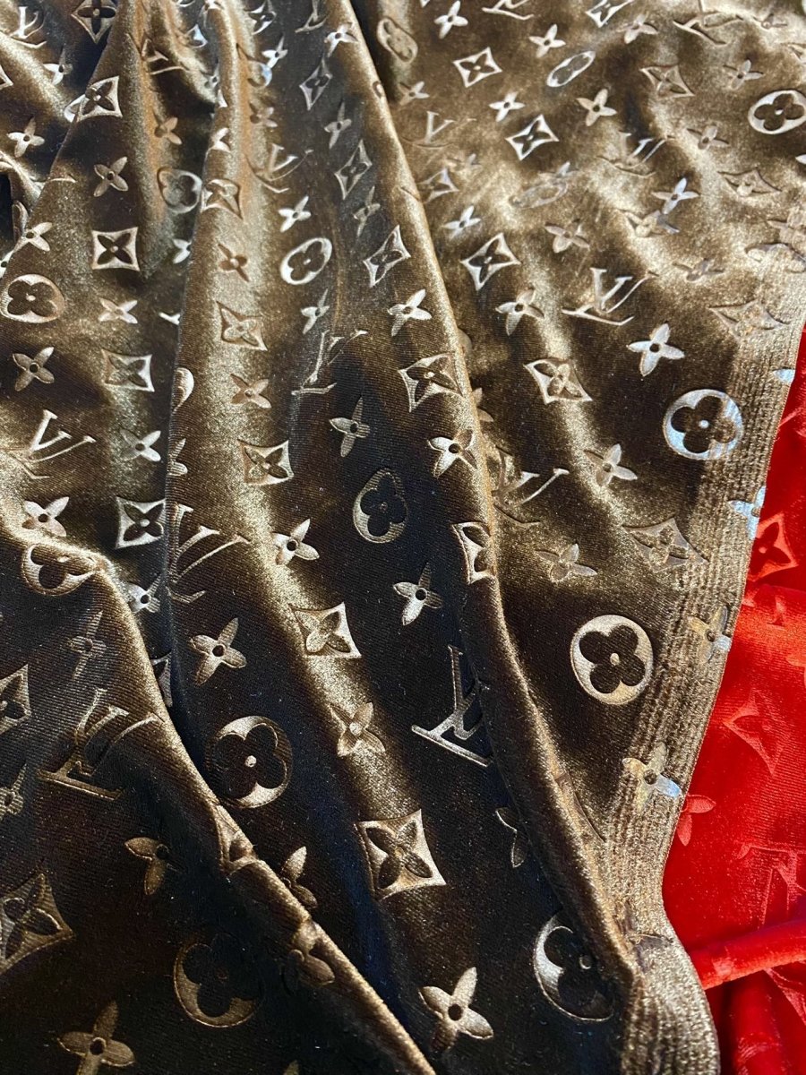 Luxury Dark Brown LV Velvet Fabric for Handmade DIY Crafts Sofa Upholstery Sneakers - mingfabricstore