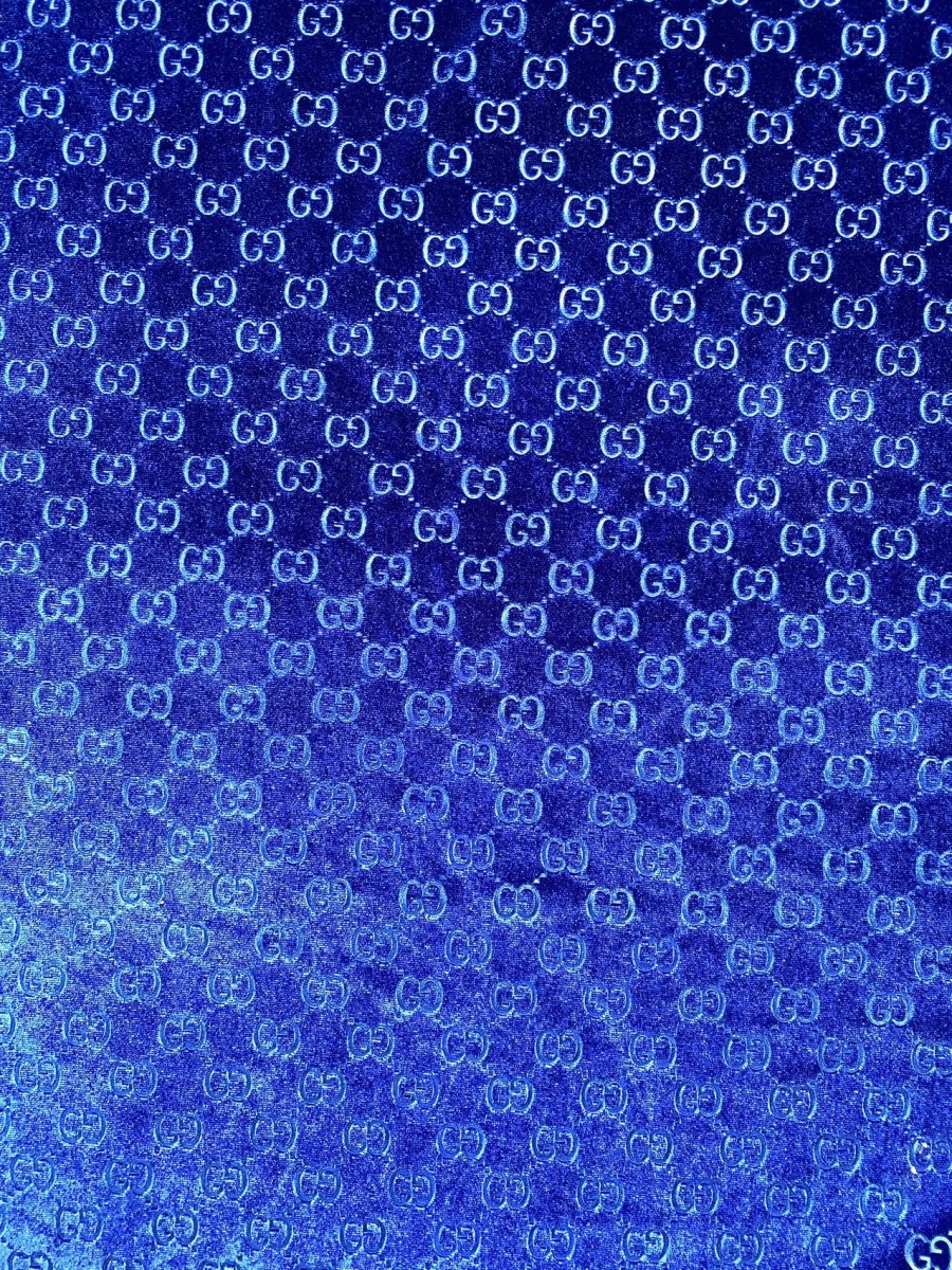 Luxury Designer Royal Blue Gucci Velvet Fabric for Sneaker Custom Clothing Sewing Project - mingfabricstore