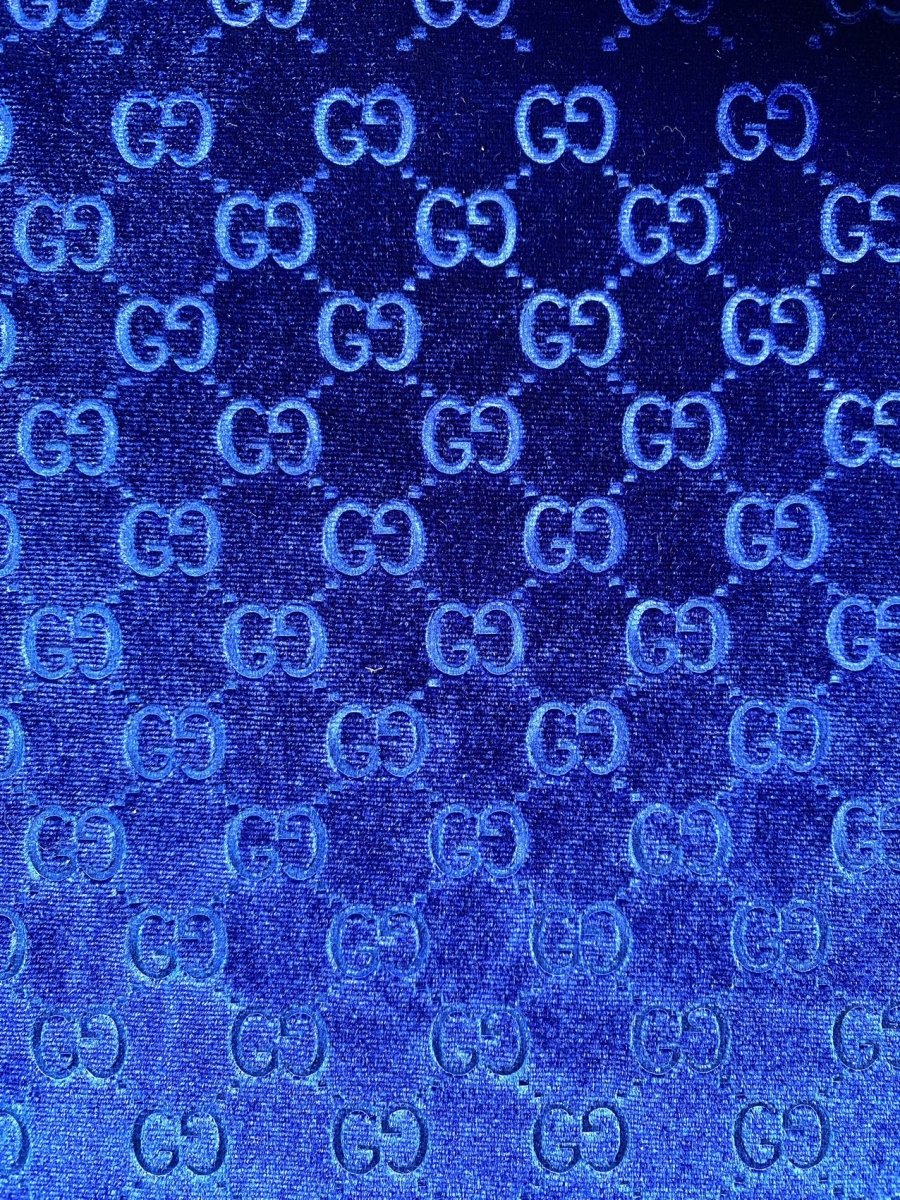 Luxury Designer Royal Blue Gucci Velvet Fabric for Sneaker Custom Clothing Sewing Project - mingfabricstore