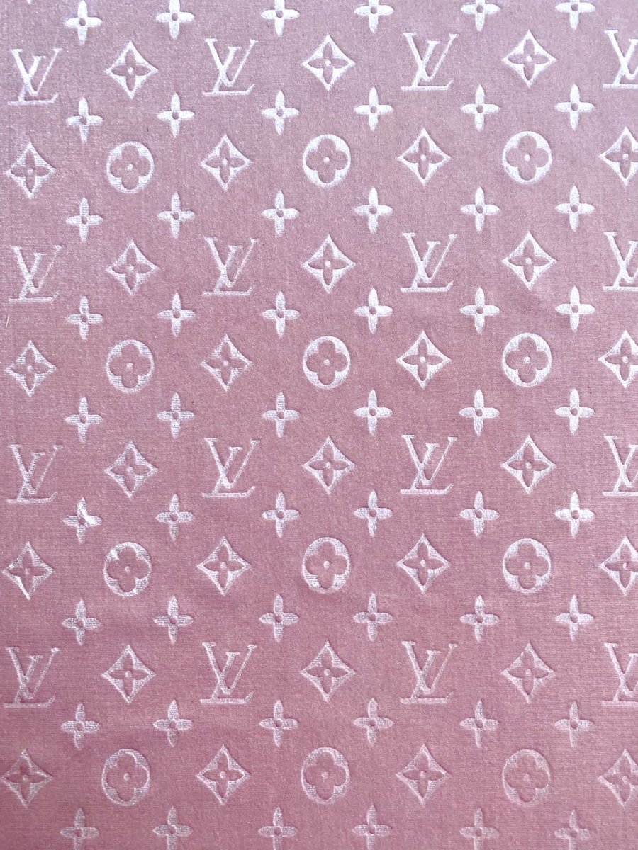 Luxury Light Pink LV Velvet Fabric for Custom Sneakers Sewing Car Upholstery Furniture Sofa - mingfabricstore
