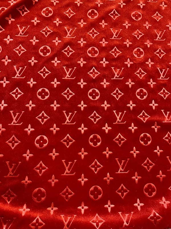 Luxury Red LV Velvet Fabric for Custom Sneakers Sewing Car Upholstery Furniture Sofa - mingfabricstore