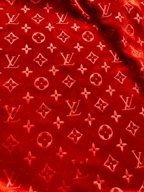 Luxury Red LV Velvet Fabric for Custom Sneakers Sewing Car Upholstery Headliner Furniture Sofa - mingfabricstore