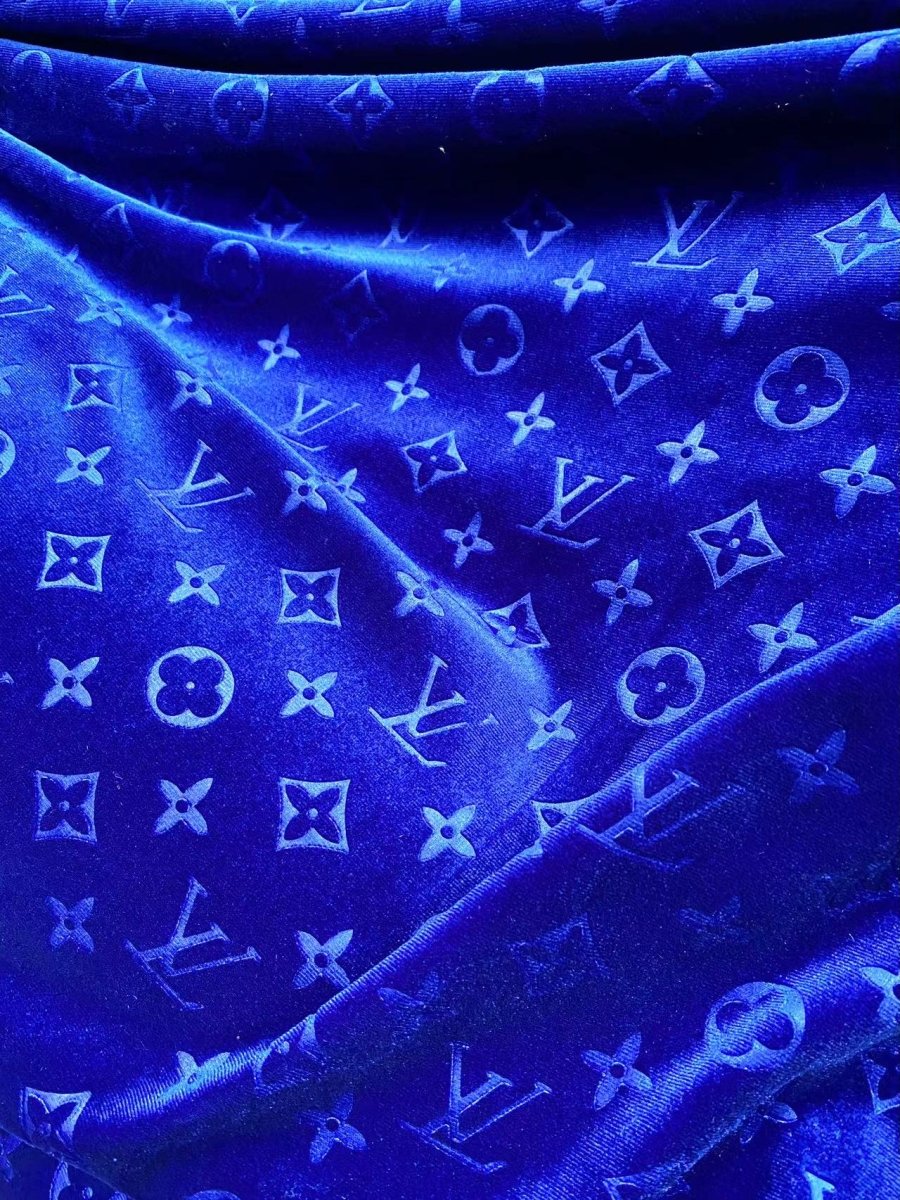 Luxury Royal Blue LV Furniture Velvet Fabric for Sneakers Sewing Custom DIY Project - mingfabricstore