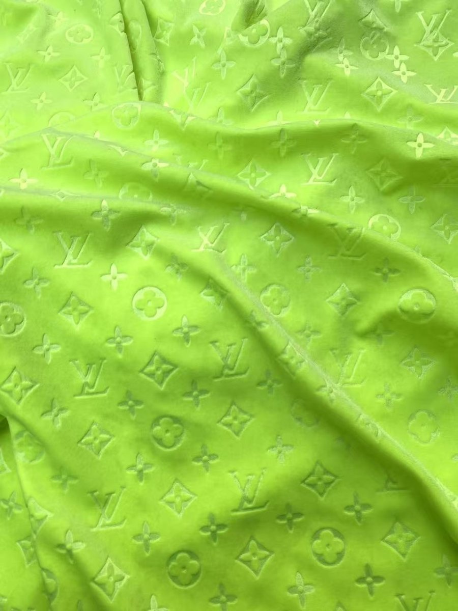 Luxury Soft Touch Neon Green LV Velvet Fabric for Custom Sneaker Sewing Car Upholstery - mingfabricstore