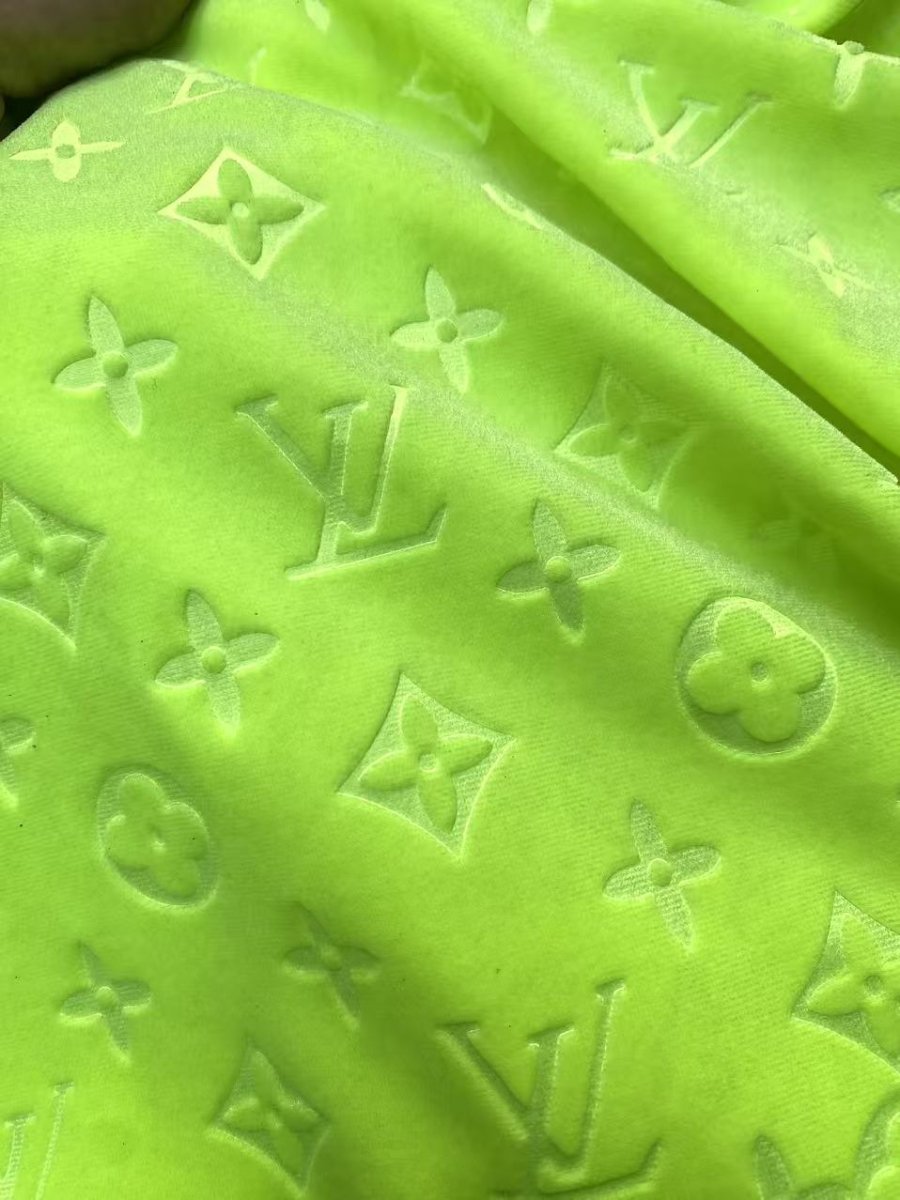 Luxury Soft Touch Neon Green LV Velvet Fabric for Custom Sneaker Sewing Car Upholstery - mingfabricstore