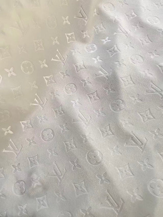 Luxury White LV Velvet Fabric for Sneakers Sewing Car Headliner Upholstery - mingfabricstore