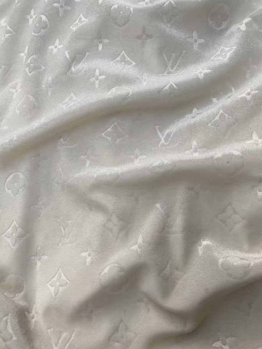 Luxury White LV Velvet Fabric for Sneakers Sewing Car Headliner Upholstery - mingfabricstore