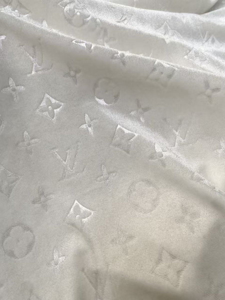 Luxury White LV Velvet Fabric for Sneakers Sewing Car Headliner Upholstery - mingfabricstore