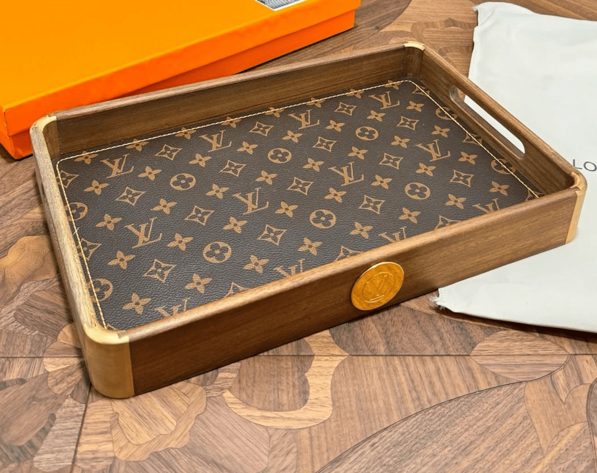 LV Brown Wooden Tray - mingfabricstore