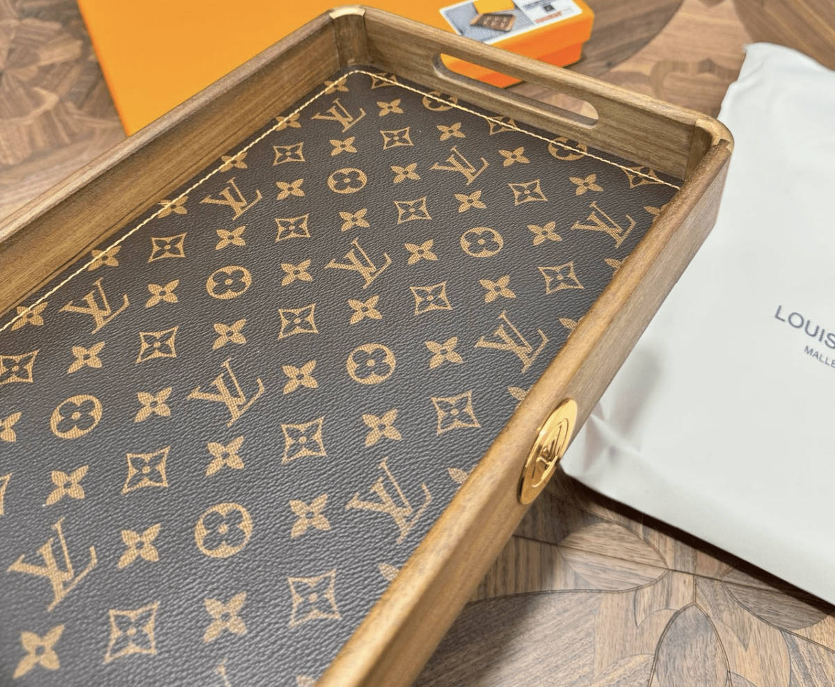 LV Brown Wooden Tray - mingfabricstore