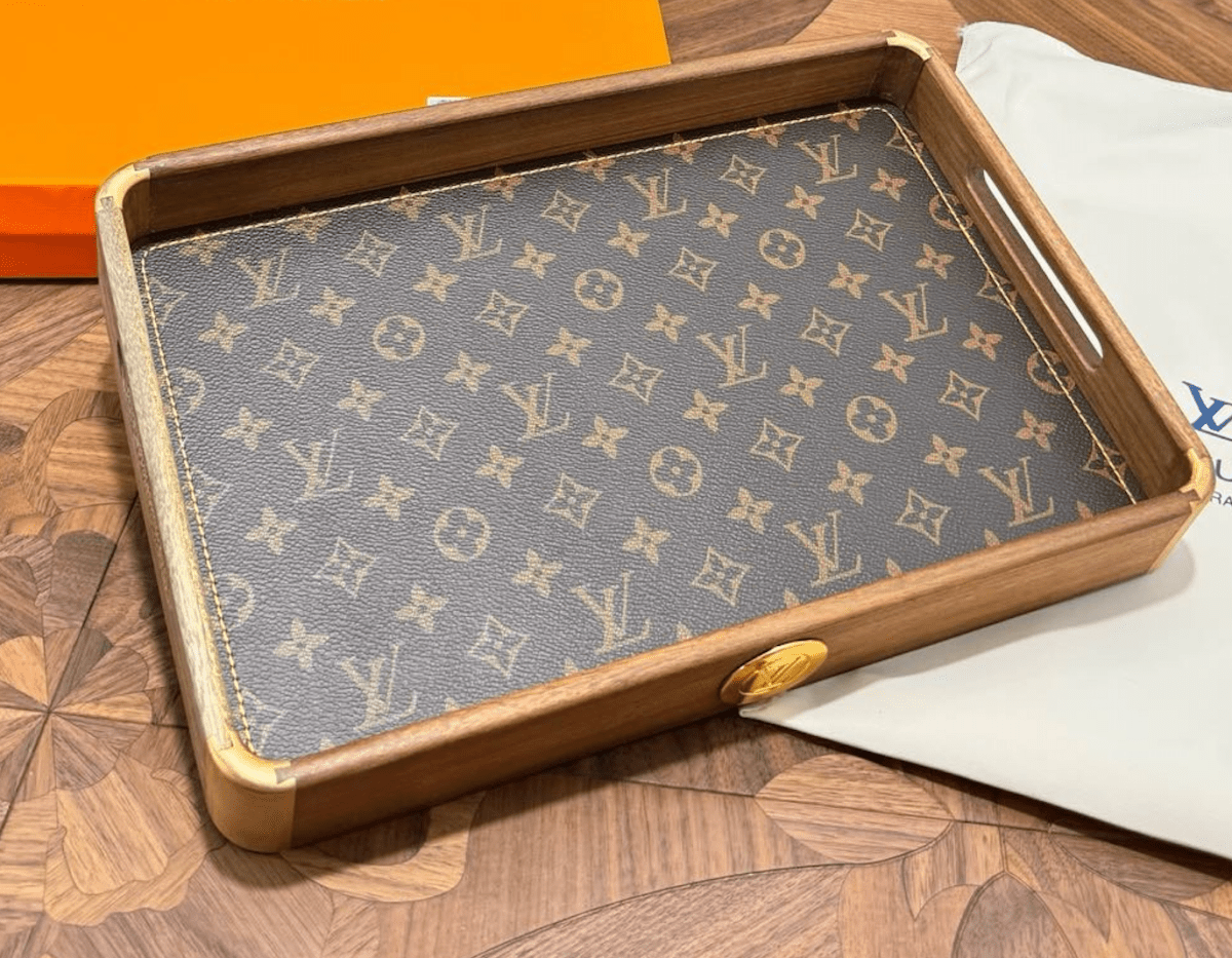 LV Brown Wooden Tray - mingfabricstore