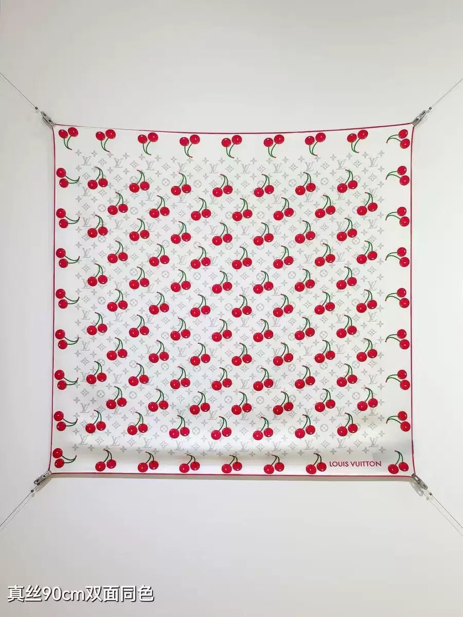 LV Cherry Silk Scarves (90×90cm) - mingfabricstore