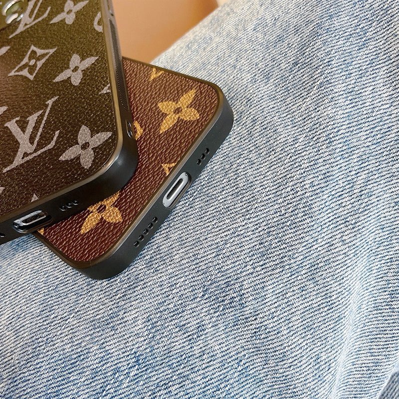 LV Classic Logo Leather iPhone Cases - mingfabricstore