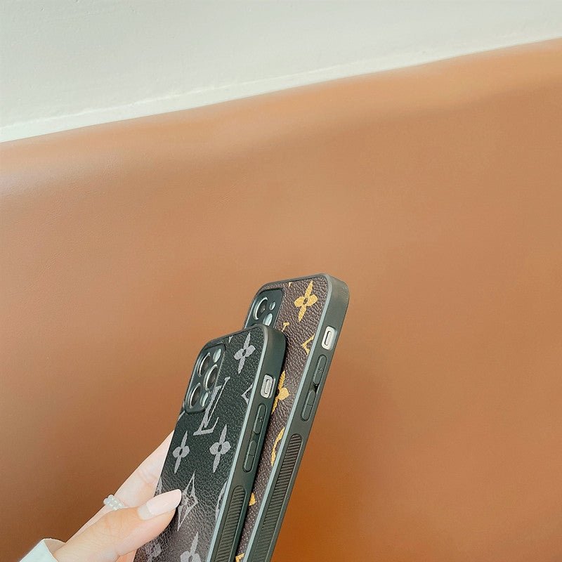 LV Classic Logo Leather iPhone Cases - mingfabricstore