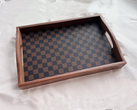 LV Damier Check Wooden Tray - mingfabricstore
