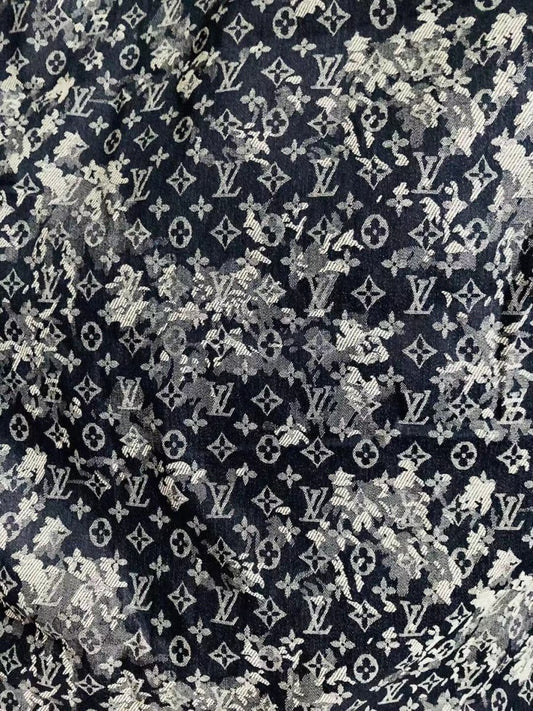 LV Denim Camouflage Cotton Fabric for Custom Jacket - mingfabricstore