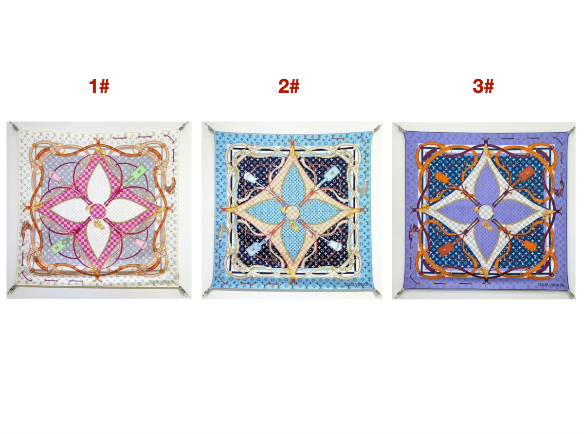 LV Flower And Straps Silk Scarves (90×90cm) - mingfabricstore