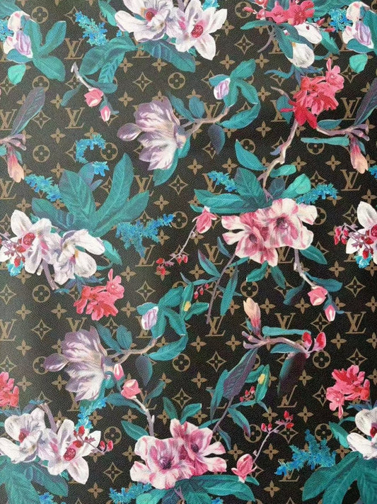 LV Flower Designer Fabric Sold by Yard for Crafts DIY Upholstery Projects - mingfabricstore