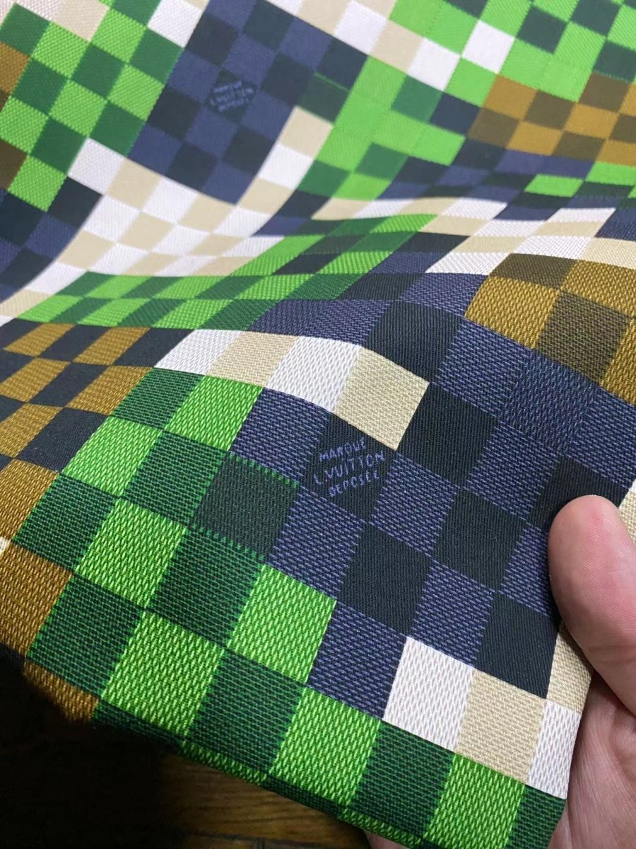 LV Green Damier Check Louis Vuitton Suit Cotton Fabric for Handmade DIY Sewing Bespoke - mingfabricstore