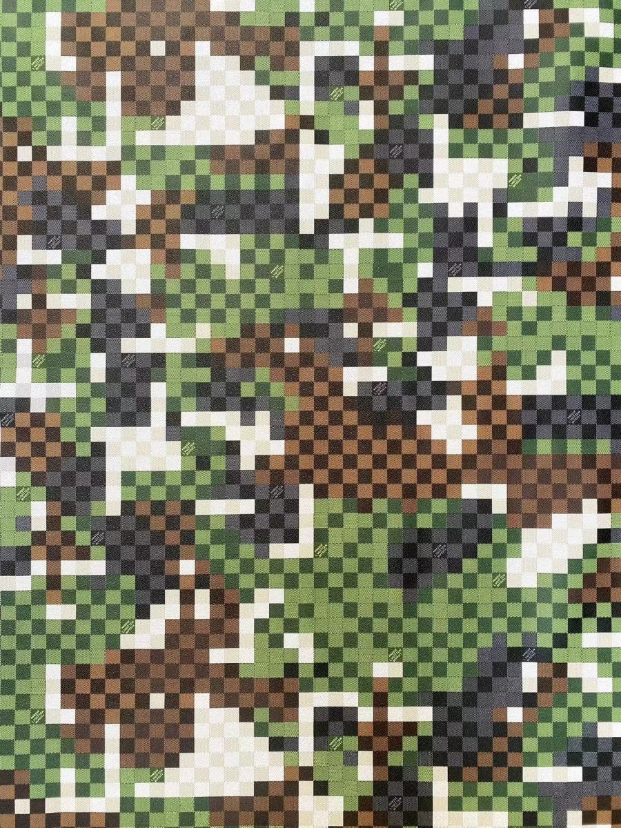 LV Green Damier Check Trending Louis Designer Leather Fabric for DIY Handmade Custom Sneaker Furniture Design - mingfabricstore