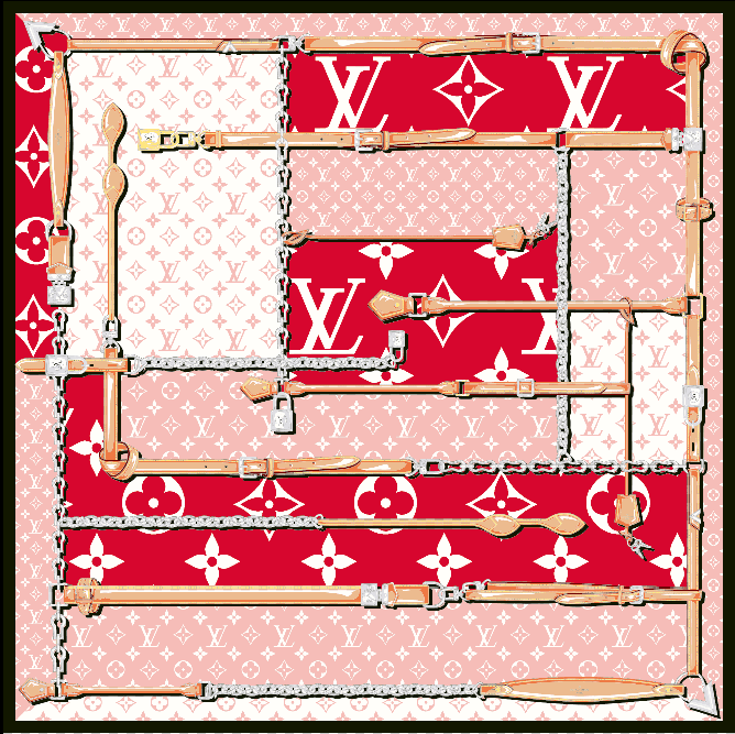 LV - Inspired 90×90cm Silk Scarf | Premium Luxury Monogram Design | Versatile Styling - mingfabricstore