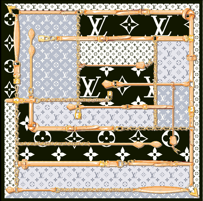 LV - Inspired 90×90cm Silk Scarf | Premium Luxury Monogram Design | Versatile Styling - mingfabricstore