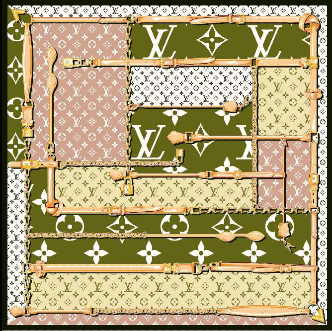 LV - Inspired 90×90cm Silk Scarf | Premium Luxury Monogram Design | Versatile Styling - mingfabricstore