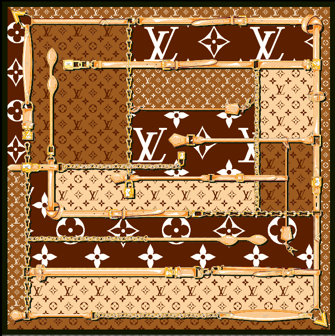 LV - Inspired 90×90cm Silk Scarf | Premium Luxury Monogram Design | Versatile Styling - mingfabricstore