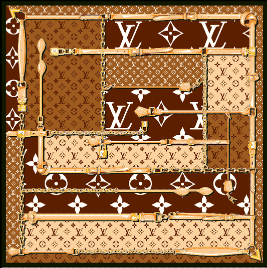 LV - Inspired 90×90cm Silk Scarf | Premium Luxury Monogram Design | Versatile Styling - mingfabricstore