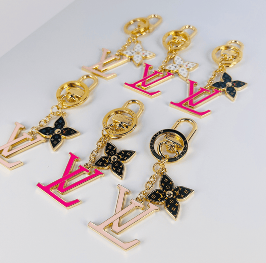LV Pink Monogram Flower Keychain | Luxury Bag Charm - mingfabricstore