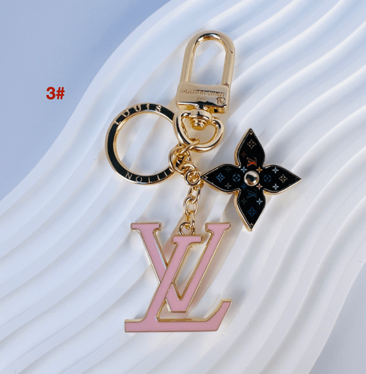 LV Pink Monogram Flower Keychain | Luxury Bag Charm - mingfabricstore