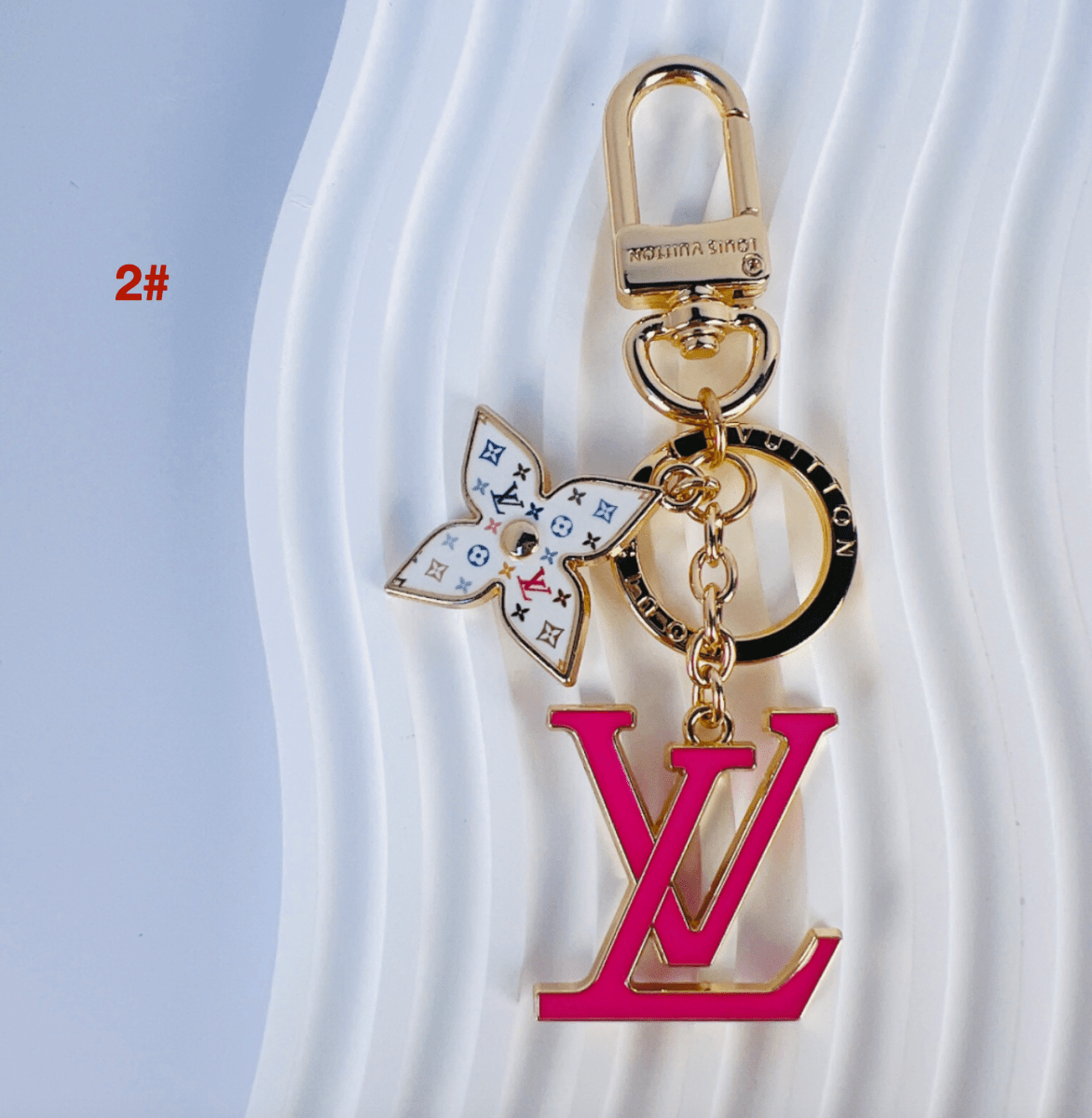 LV Pink Monogram Flower Keychain | Luxury Bag Charm - mingfabricstore