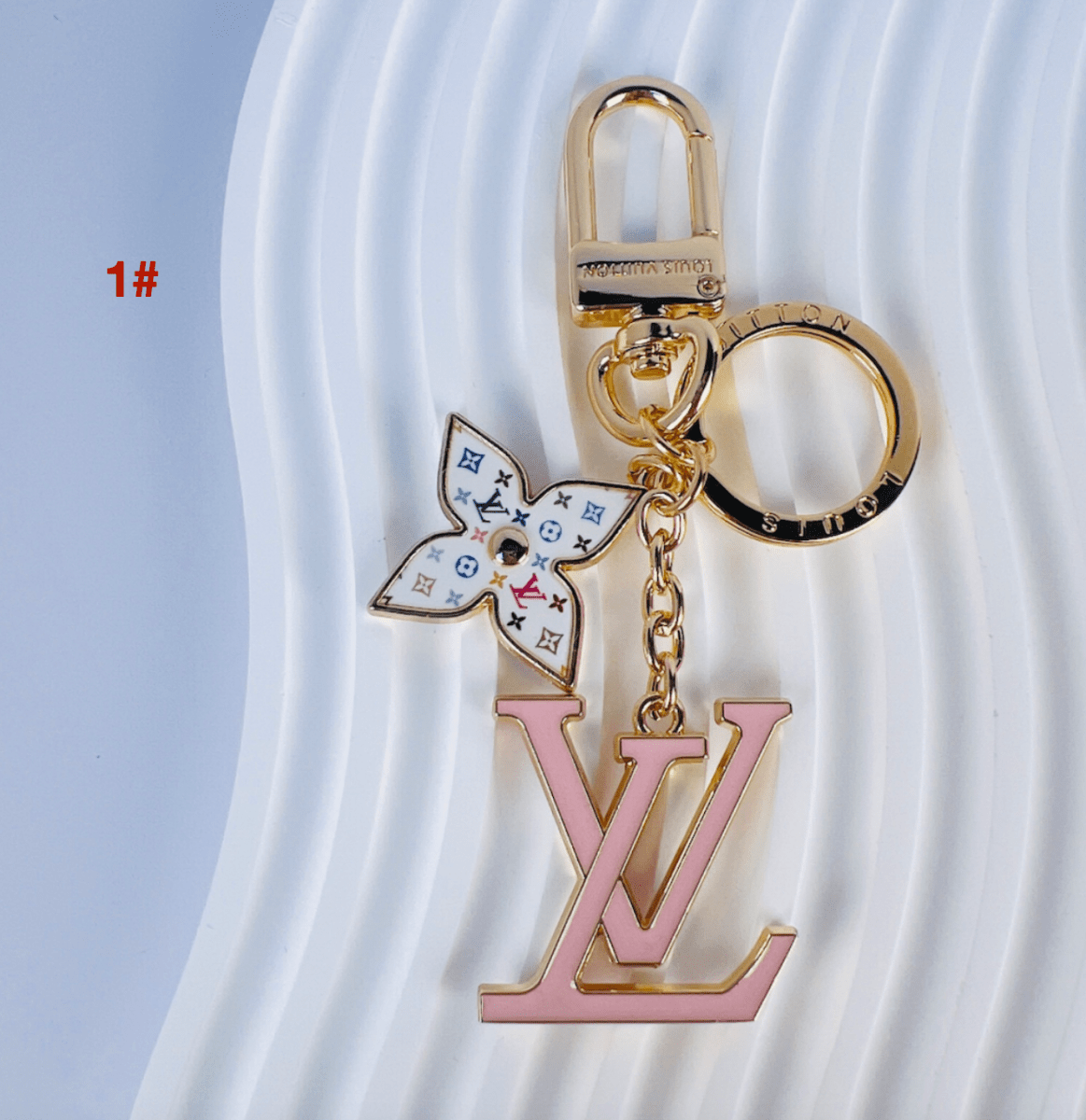 LV Pink Monogram Flower Keychain | Luxury Bag Charm - mingfabricstore