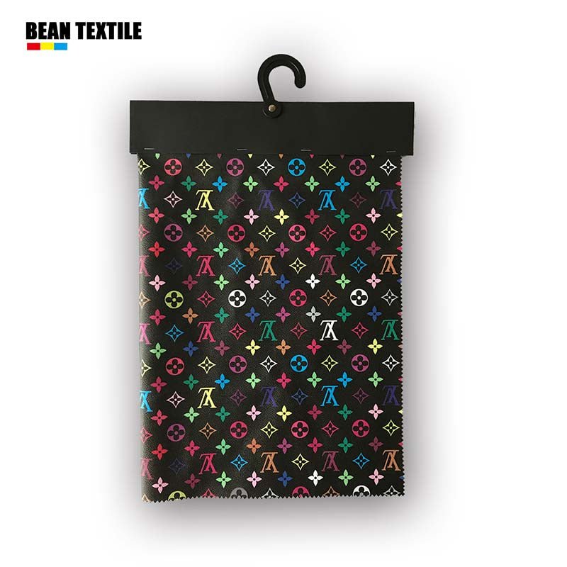 LV rainbow vinyl craft leather fabric online - mingfabricstore