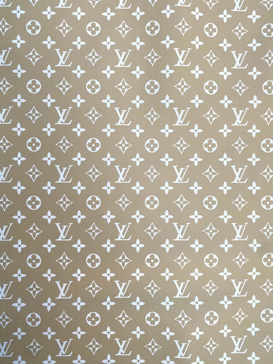 LV Vinyl Natural Color Designer Fabric for DIY Sewing Handmade Upholstery Custom Sneakers - mingfabricstore