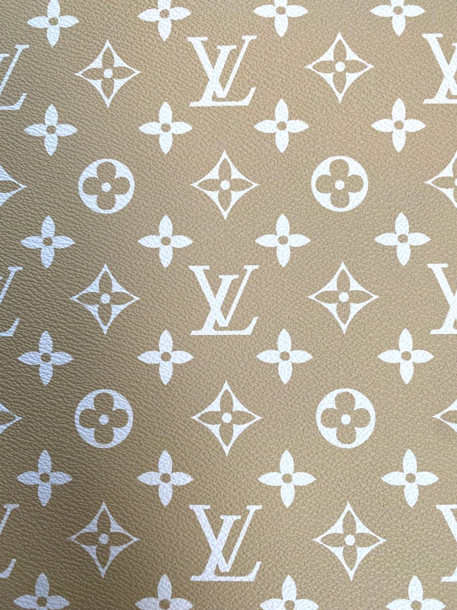 LV Vinyl Natural Color Designer Fabric for DIY Sewing Handmade Upholstery Custom Sneakers - mingfabricstore