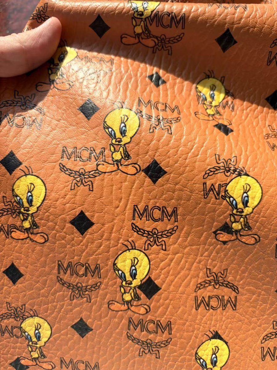 Leather Duck Pattern MCM Duck Cartoon DIY Leather Sheet for Crafts Projects - mingfabricstore