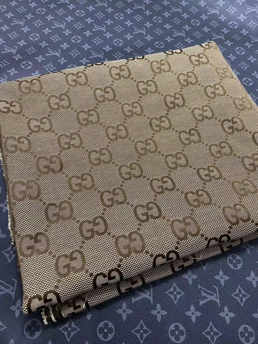 Medium Tan Gucci Jacquard Custom Designer Shoe Fabric - mingfabricstore