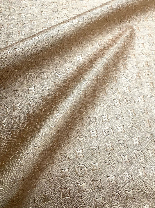 Metallic Fabric LV Embossed Leather for Car Seat Upholstery Furniture Design - mingfabricstore