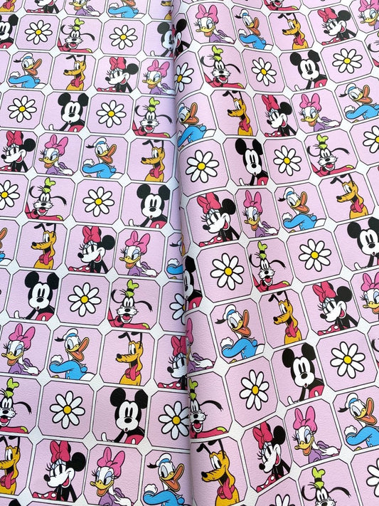 Mickey Mouse Cartoon Faux Leather Vinyl for Bag Making - mingfabricstore