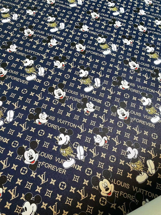Mickey Mouse Cartoon Louis Vuitton Faux Leather for Custom Bags Sneaker - mingfabricstore