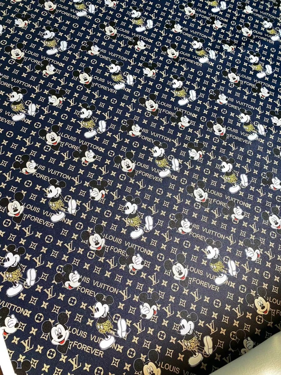 Mickey Mouse Cartoon Louis Vuitton Faux Leather for Custom Bags Sneaker - mingfabricstore