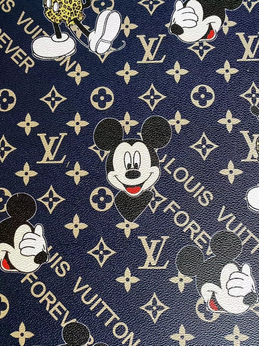 Mickey Mouse Cartoon Louis Vuitton Faux Leather for Custom Bags Sneaker - mingfabricstore
