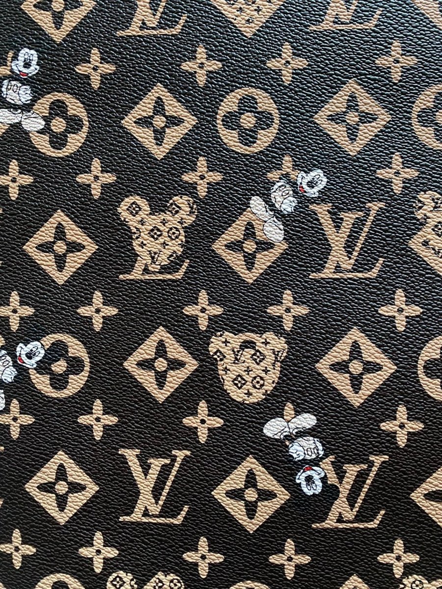 Mickey Mouse LV Cartoon Designer Leather Sheet - mingfabricstore
