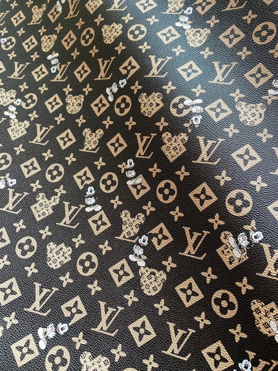 Mickey Mouse LV Cartoon Designer Leather Sheet - mingfabricstore