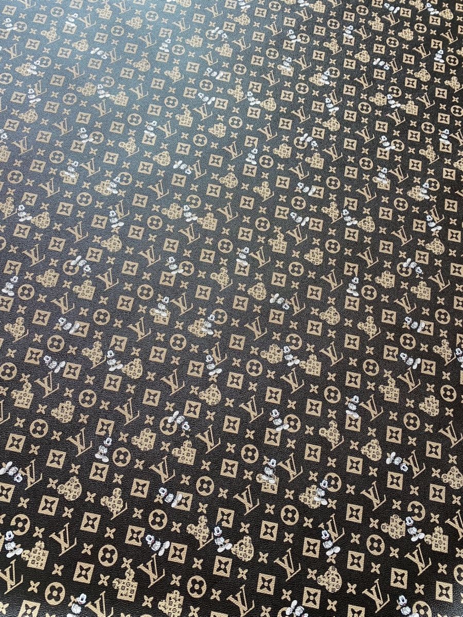Mickey Mouse LV Cartoon Designer Leather Sheet - mingfabricstore