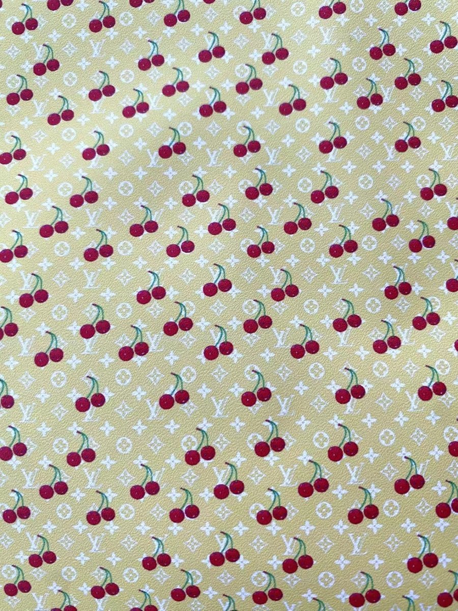 Mini Cherry LV Leather Vinyl Fabric for Doll Making Cloth - mingfabricstore