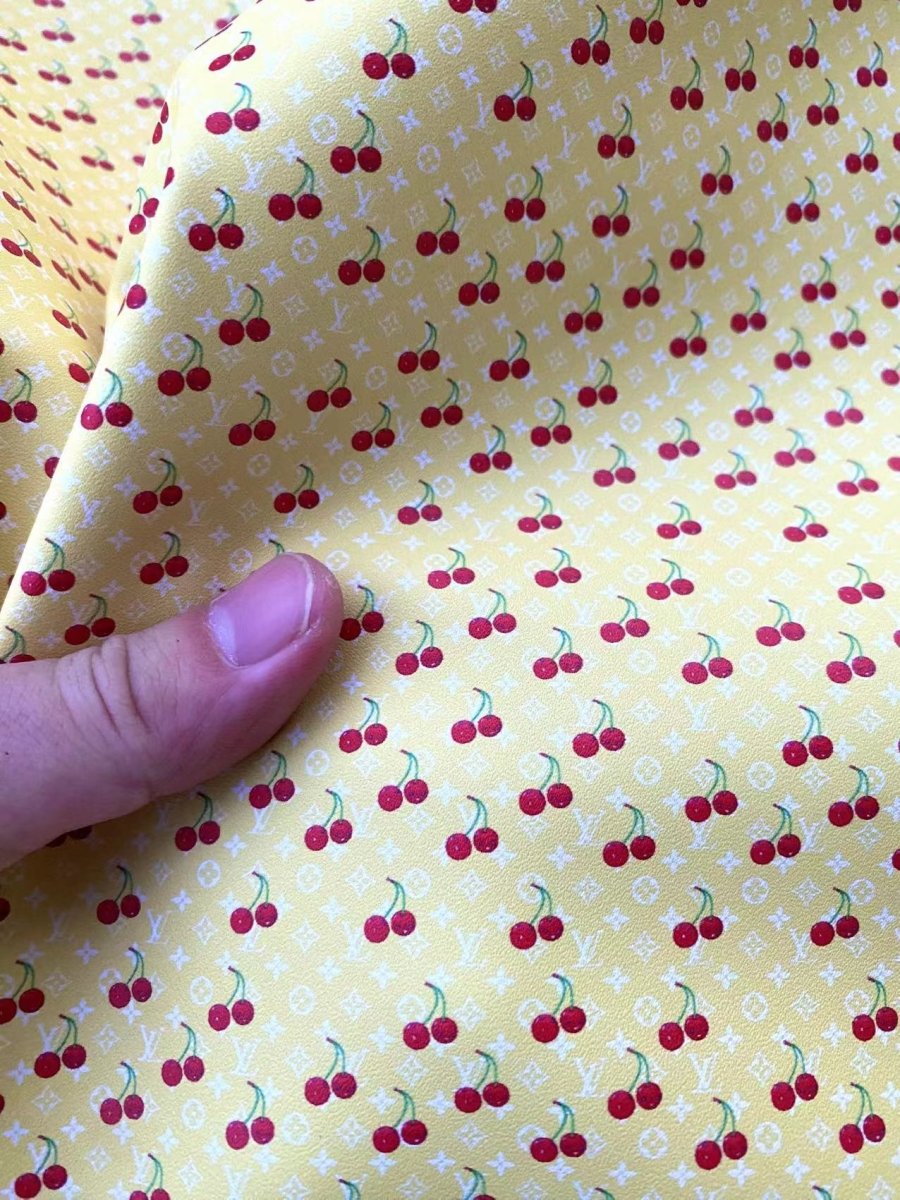 Mini Cherry LV Leather Vinyl Fabric for Doll Making Cloth - mingfabricstore